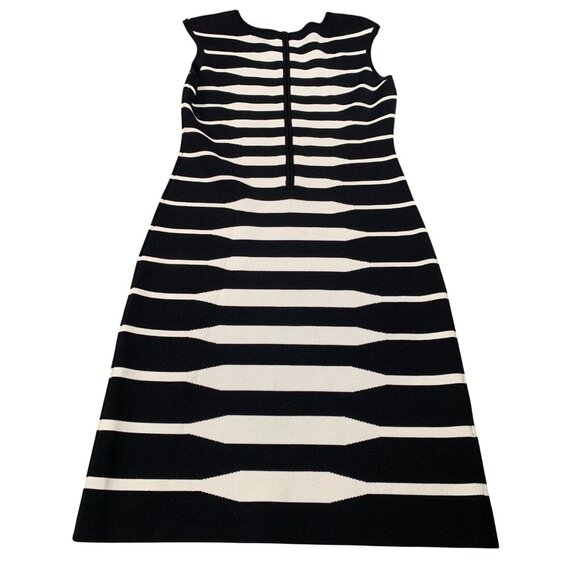 Calvin Klein Dress Womens Medium Black White Striped Bodycon Sleeveless Stretch - Picture 2 of 10